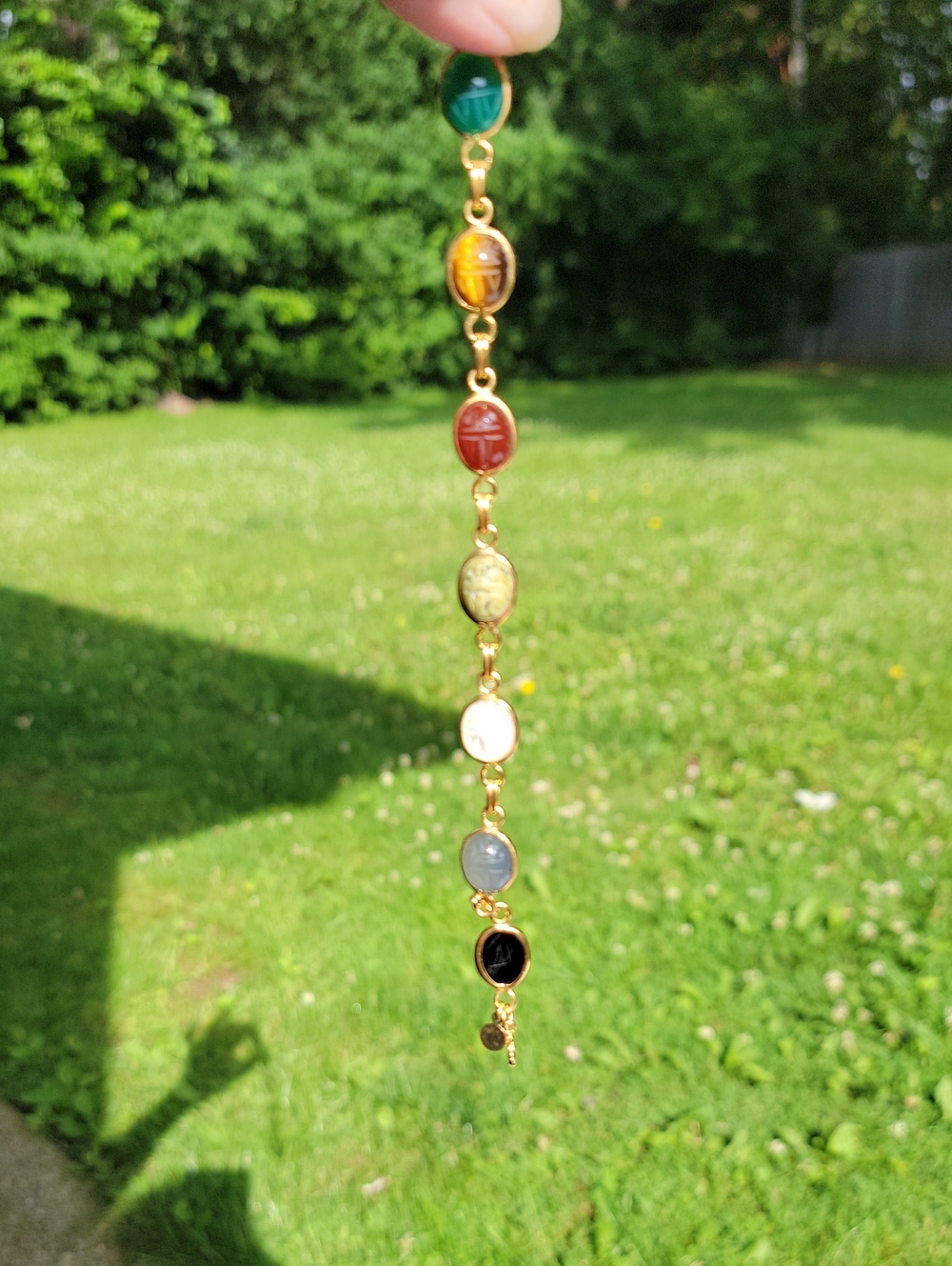 Vintage Bojar Co Multi-Stone 14k Filled Gold Drop Bracelet- Colorful Gem Accents